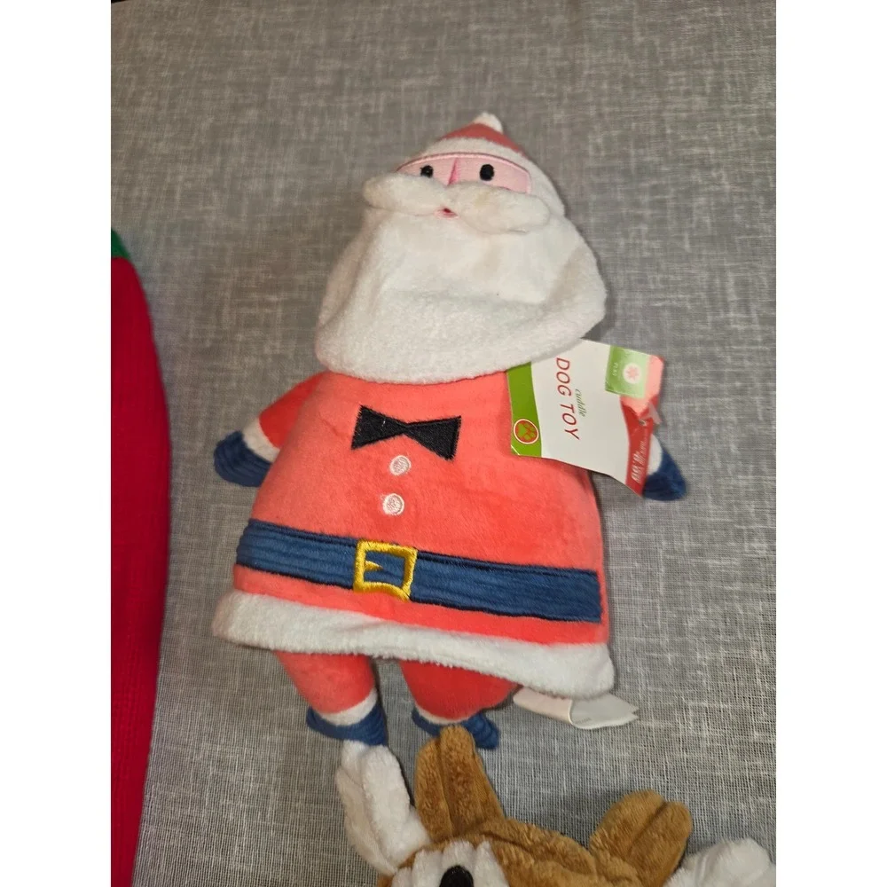 Top Paw Pet Holiday Dog Sweater Large Red Christmas Tree & 2 Plush Toys NWT